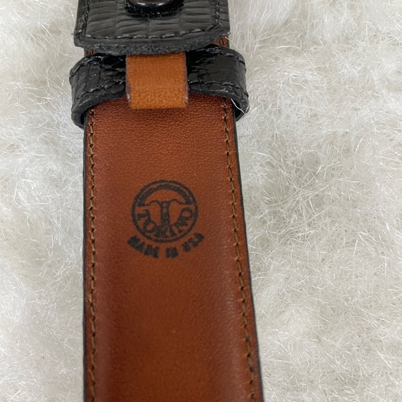 Torino Calcutta Lizard Glove Lined Men's Black Belt 38 - Picture 9 of 11